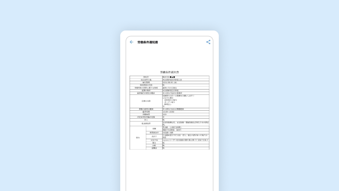 労働条件通知書作成